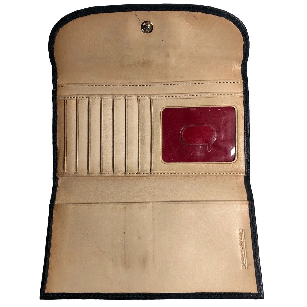 Dooney & Bourke Dillen Black‎ Pebbled Grain Leather Clutch Trifold Wallet